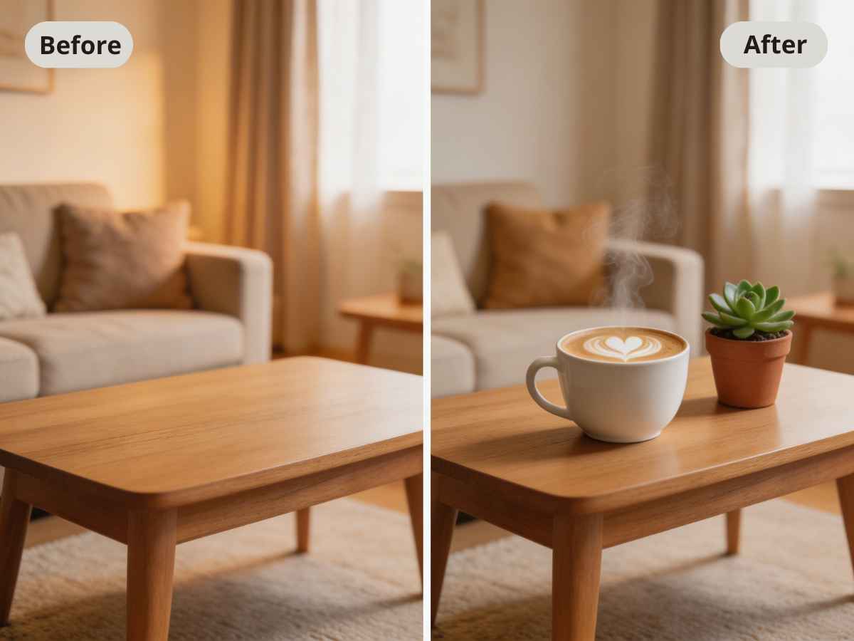 Adding objects to a scene with ai photo editor online free tools.
